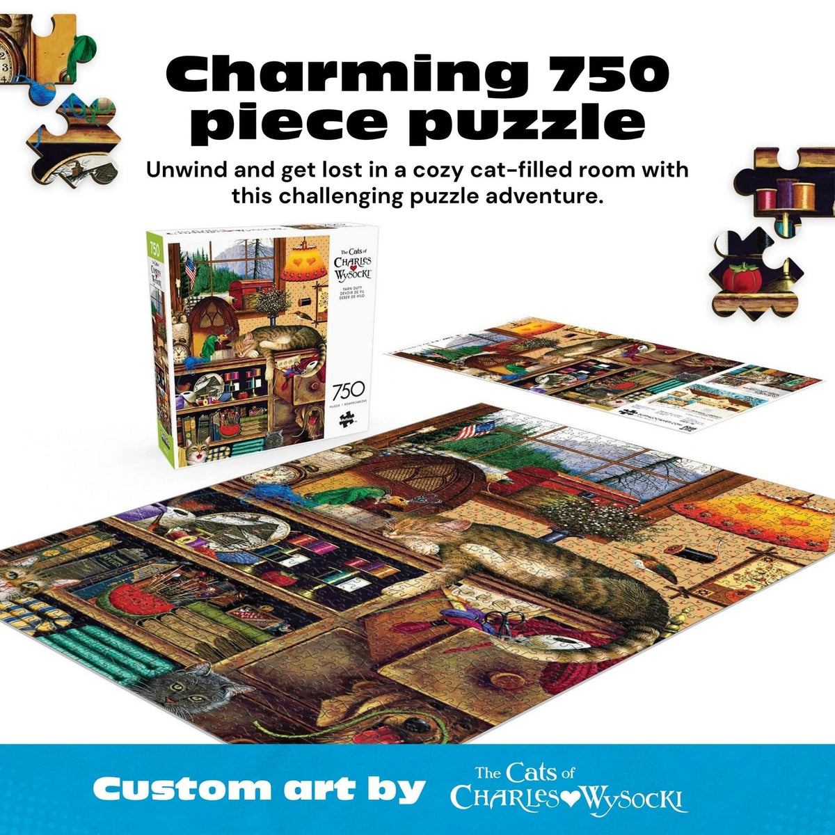 750 Piece Jigsaw Puzzle for Cats (Buffalo Games Charles Wysocki)