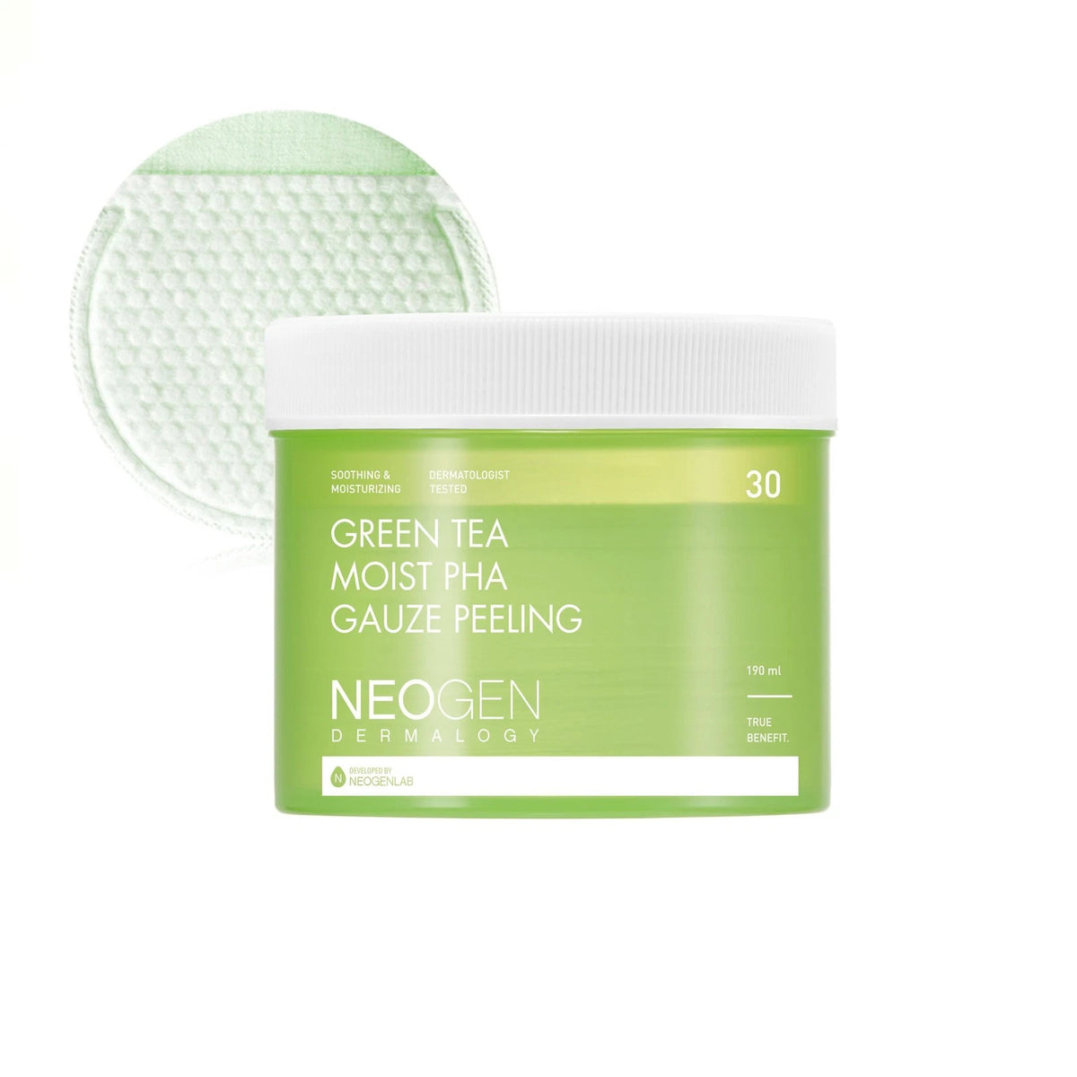 30 Count PHA Gauze Peeling Pads for Dermalogy (04) - Green Tea