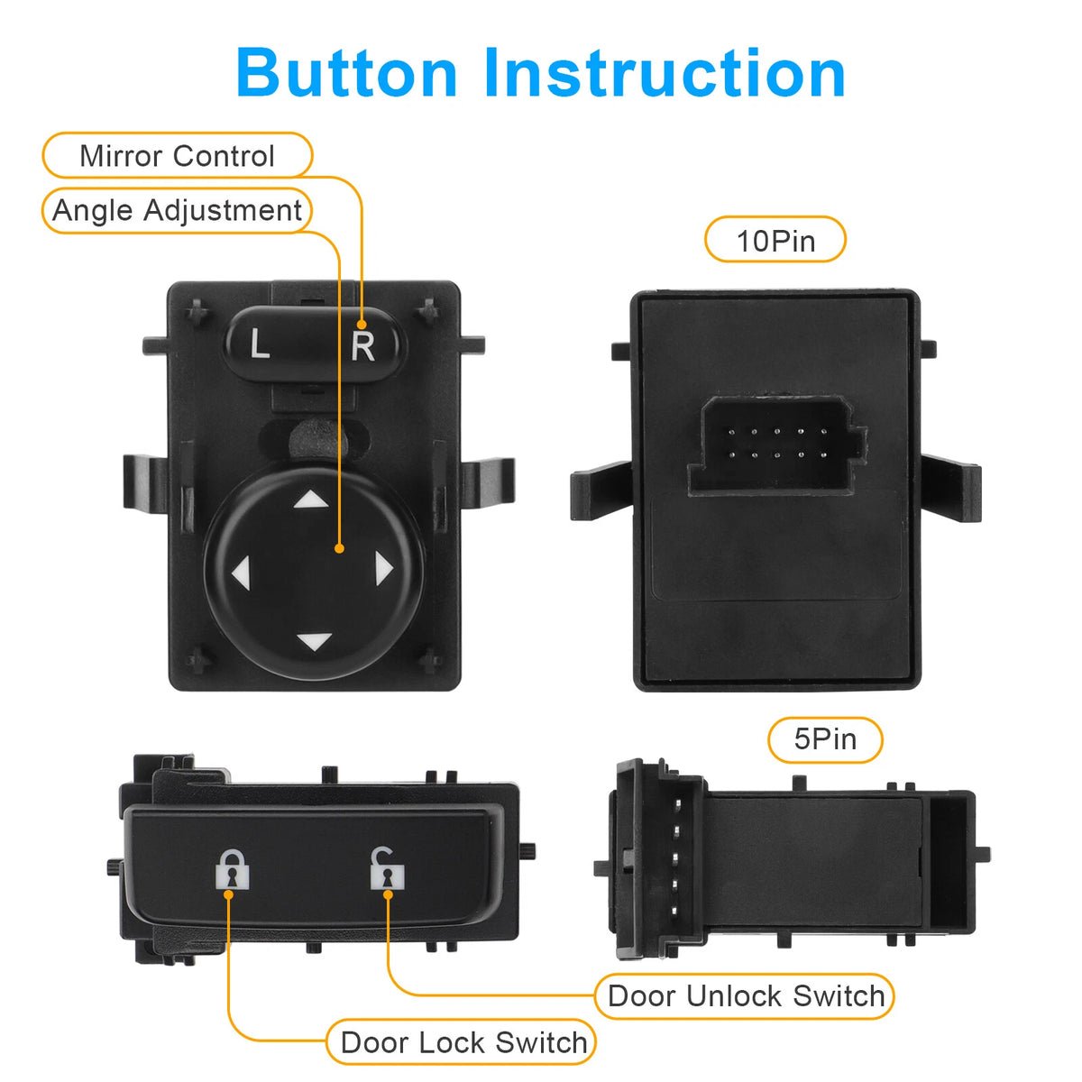 Front Left Door Lock Switch & Driver Side Mirror Switch for Chevy GMC