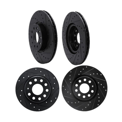 Rotor Set for Audi Q2 (2018–2021) | Black | Drilled and Slotted | ALX-PAU-DF-8004-74077-CLA1