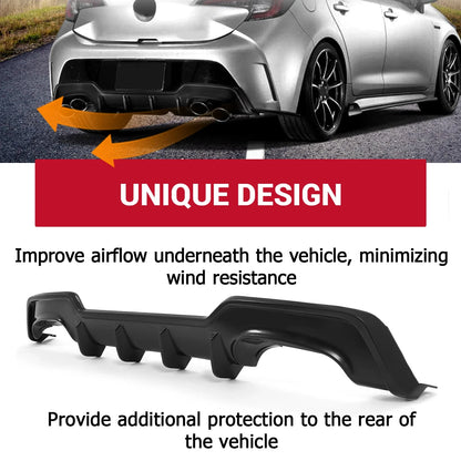 Rear Bumper Diffuser for Toyota Corolla Auris Hatchback (2019–2022) ABS