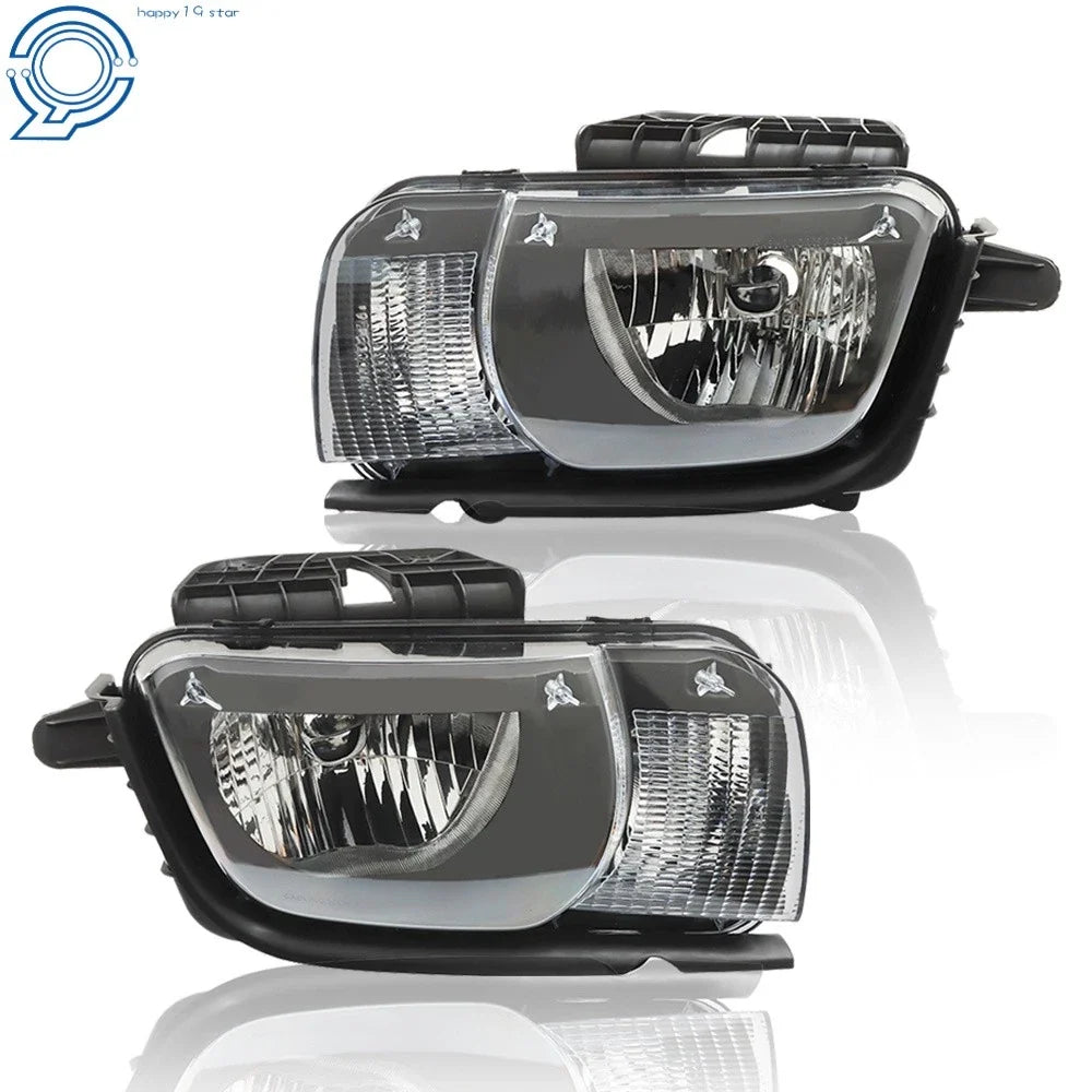 Set of 2 Halogen Headlights for Chevrolet Camaro (2010–2013) Black Housing