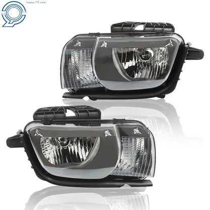 Set of 2 Halogen Headlights for Chevrolet Camaro (2010–2013) Black Housing