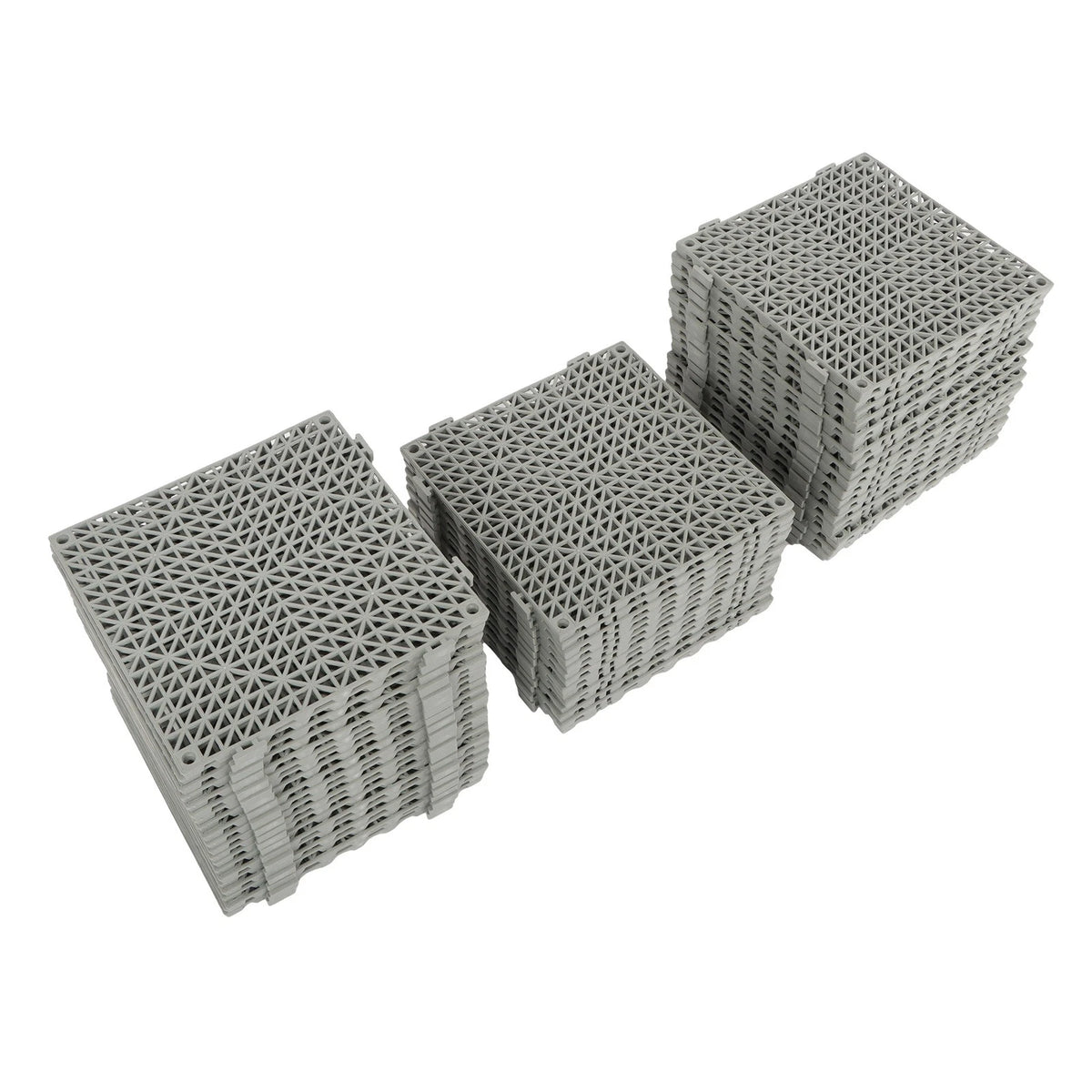 Set of 55 Gray 12" x 12" PVC Interlocking Drainage Floor Tiles