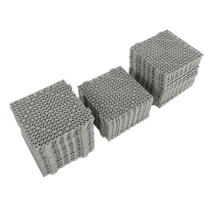 Set of 55 Gray 12" x 12" PVC Interlocking Drainage Floor Tiles
