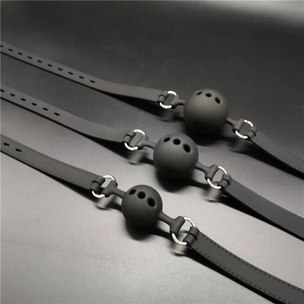PU Leather Harness Belt Open Mouth Ball Gag BDSM Oral Plug