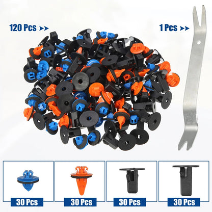 120 Pcs Retainer Fastener Clip Rivet Kit for Toyota 4Runner (2010–2023)