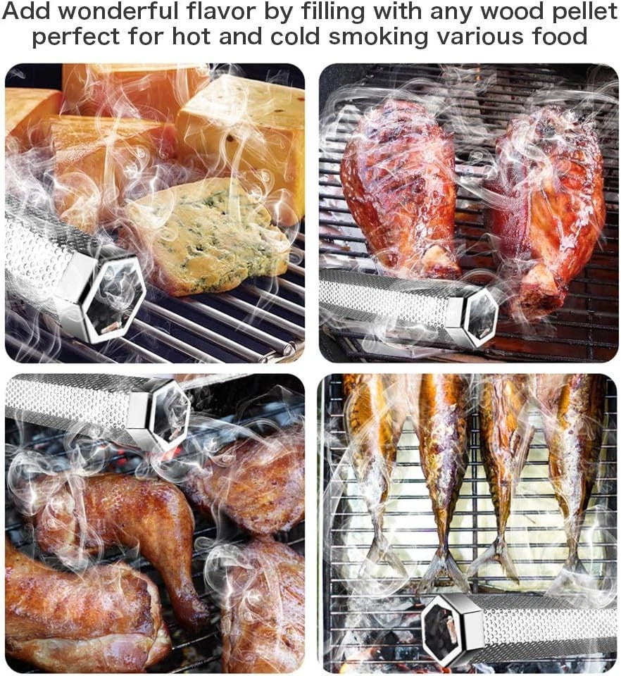 12" Smoke Tube for Pellet Smoker Grill - Hexagonal