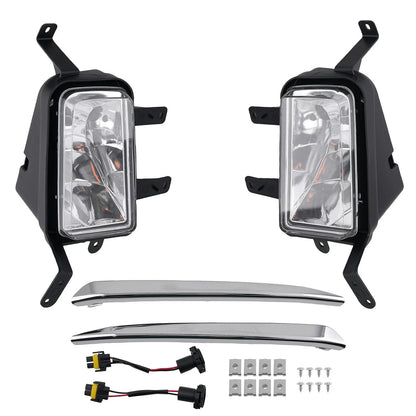 Fog Lights Lamps w/Chrome Trim + Bulbs for Chevy Suburban/Tahoe (2015–2020)