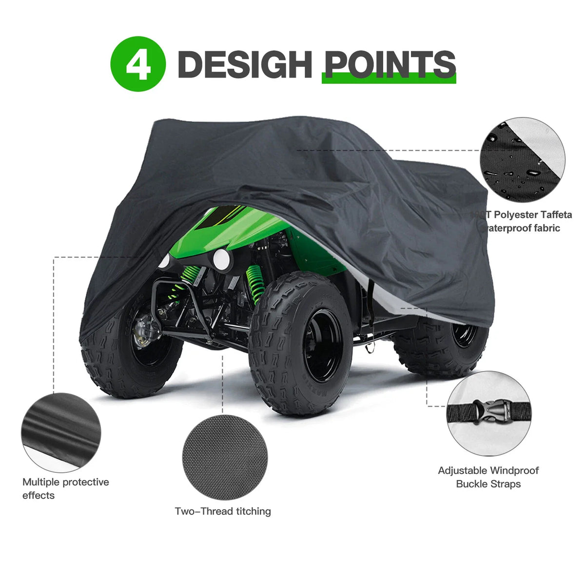 ATV Cover Waterproof UV Protector for Kawasaki KFX 400 450R 700 (2003–2009)