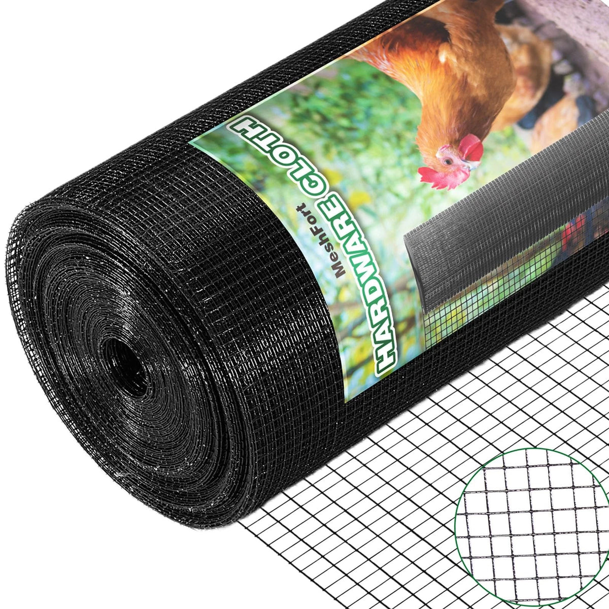 Hardware Cloth 1/2 Inch 48 x 100 ft Black Vinyl Coated Welded Wire Mesh