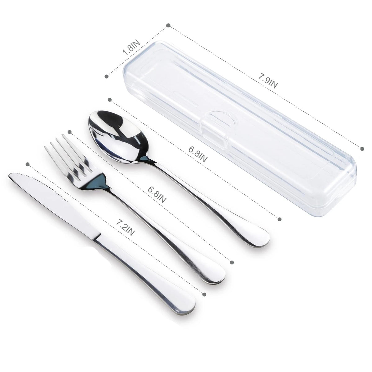 Set of 4 Stainless Steel Travel Utensils with Case, 7.90IN
