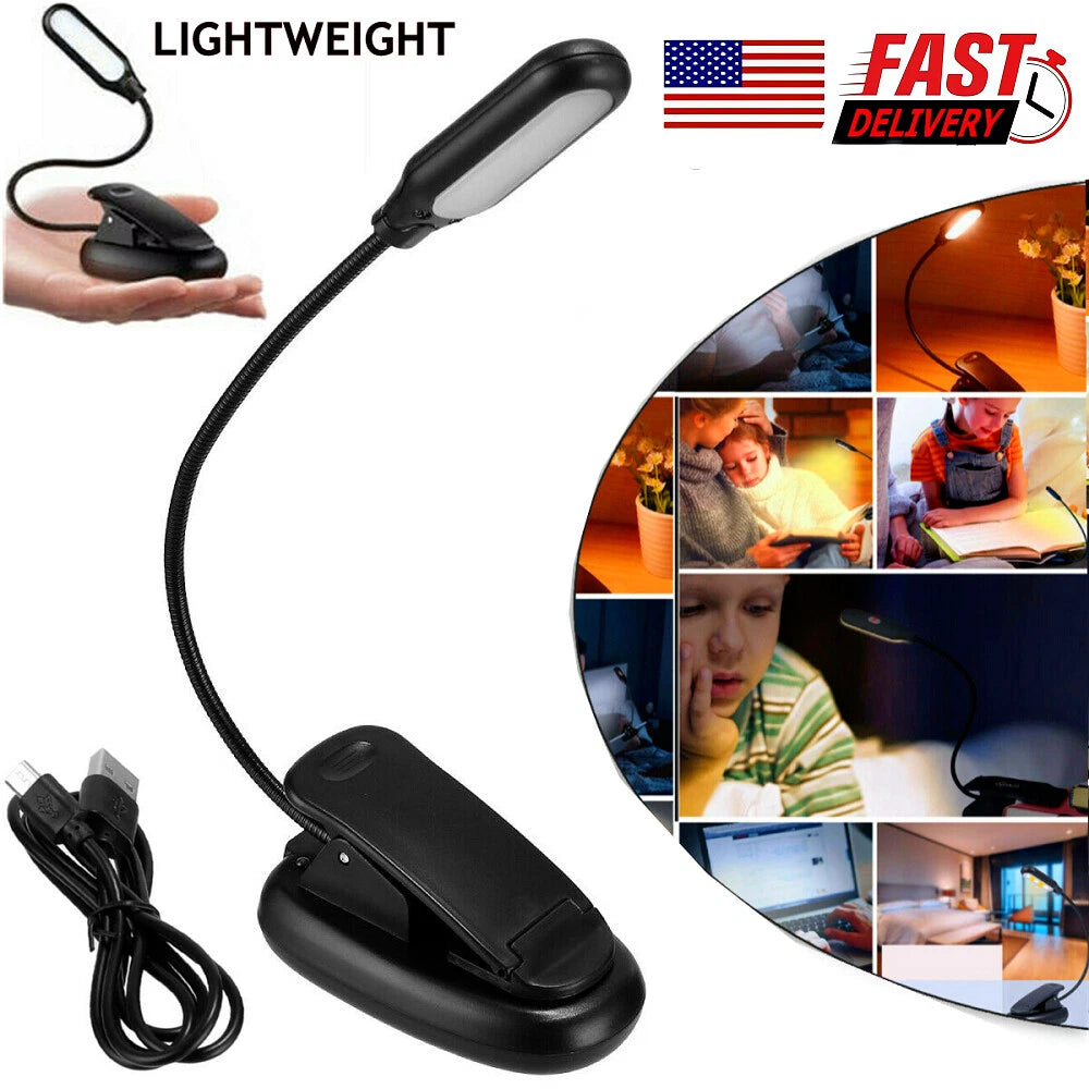 2X USB Rechargeable LED Book Light for Reading (Flexible Clip-On)