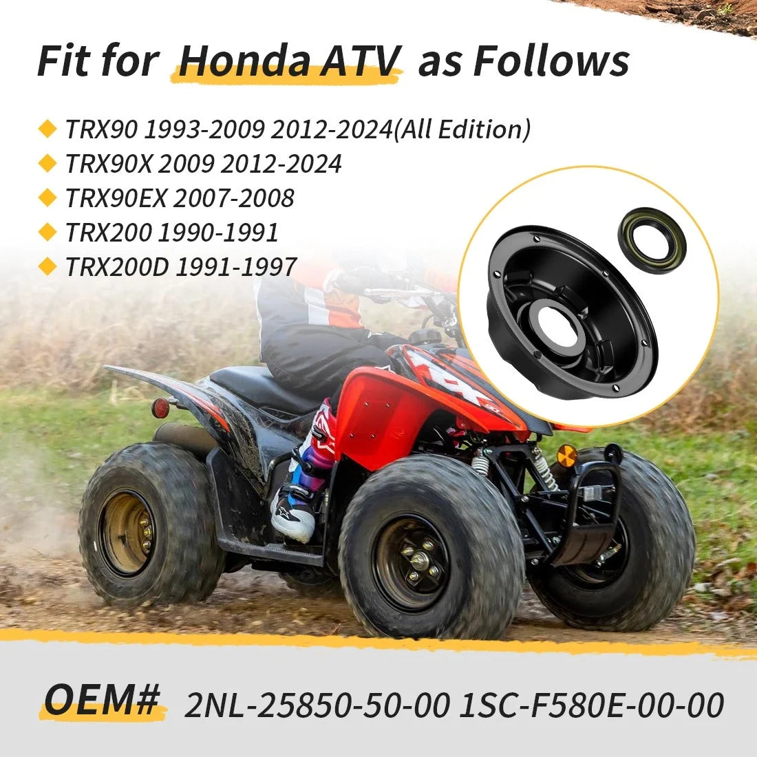 Rear Brake Drum Cover & Dust Seal Kit for Honda TRX90 TRX90X (1993–2024)