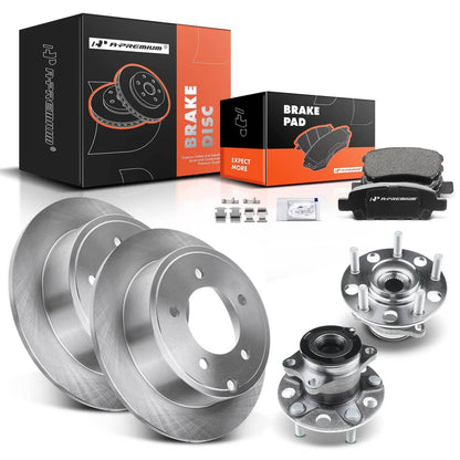 Set of 2 Rear Disc Brake Rotors & Pads for Dodge Caliber Jeep Compass (R-53036, 12163066, BR900334)