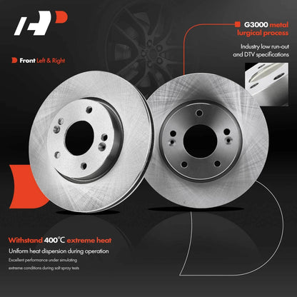 Set of 8 Front Disc Brake Rotors & Pads + Calipers for Kia Soul (2010–2011) 581012EA00, 581012EA20, 581012EA21, 581012KA000