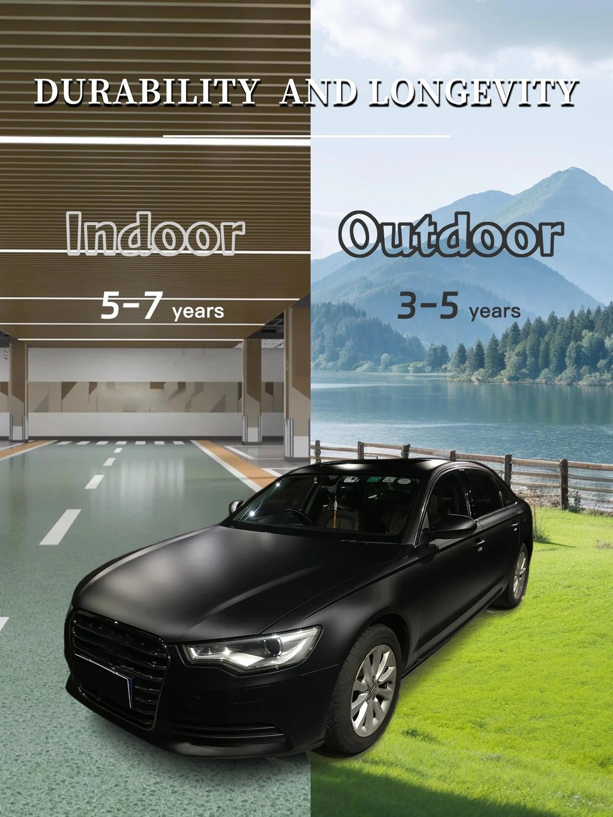 Matte Black Vinyl Wrap Film 5ft x 4.9ft Scratch Resistant for Cars