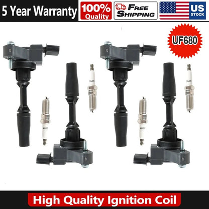 Set of 4 Ignition Coils UF680 & Spark Plugs for Chevrolet Colorado (2016–2018)