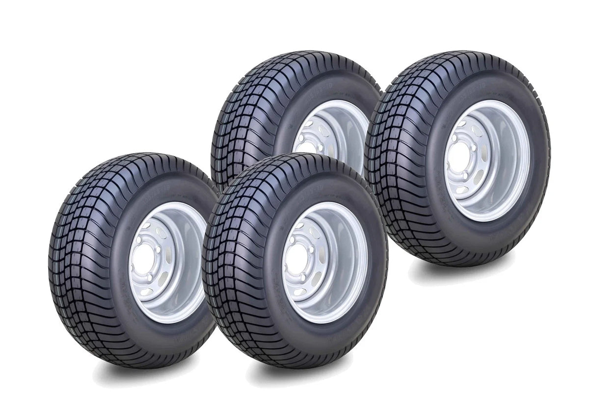Set of 4 Wanda Golf Cart Tire Assembly 205/65-10 w/4x4" PCD ET-15.5 Silver Wheel