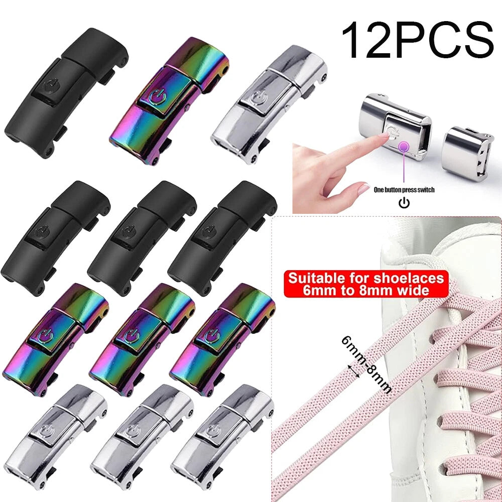 12Pcs No Tie Lock Shoe Laces Clasps for Lazy Shoelace Fix