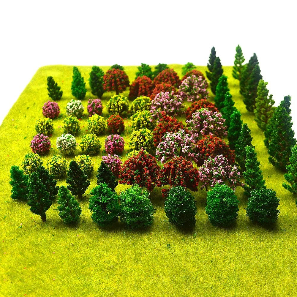 Set of 70 Miniature Trees for Model Train Scenery
