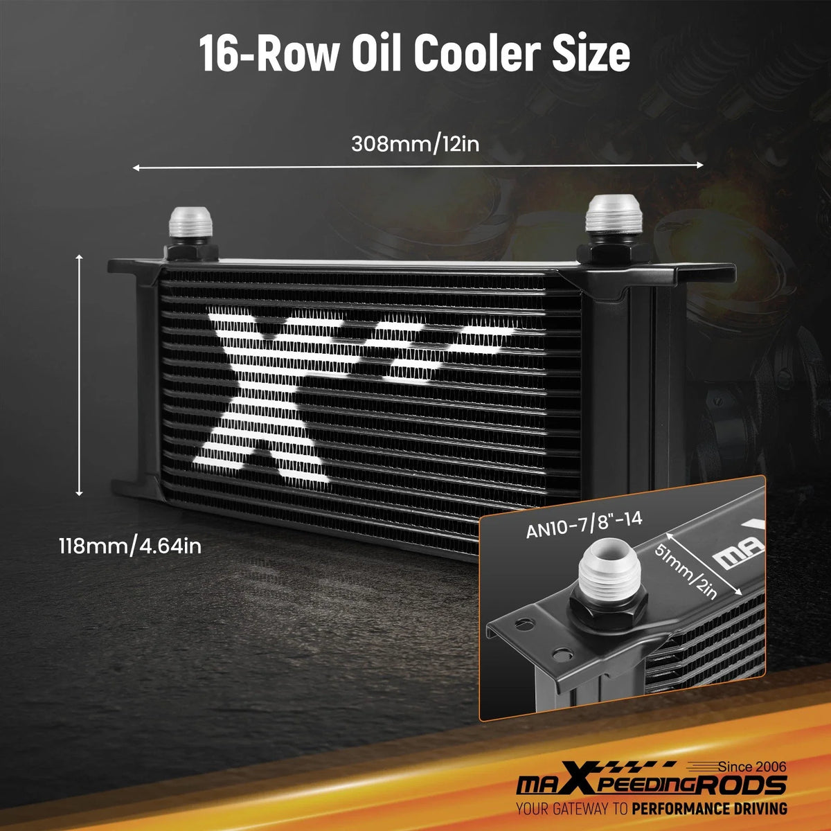 10AN Transmission Oil Cooler 16 Row with Filter Sandwich Adapter Kit