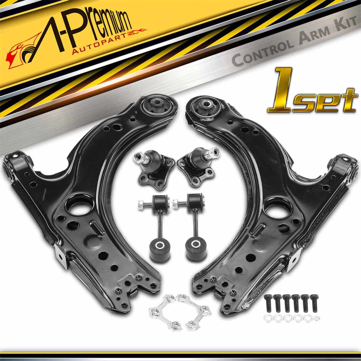 Set of 6 Front Control Arms w/ Ball Joints for VW Jetta Golf (1999–2006)