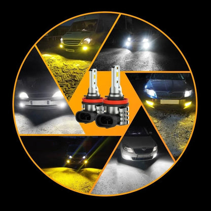 H8 H11 Dual Color Switchback LED Fog Light Bulbs 30W 4000LM for