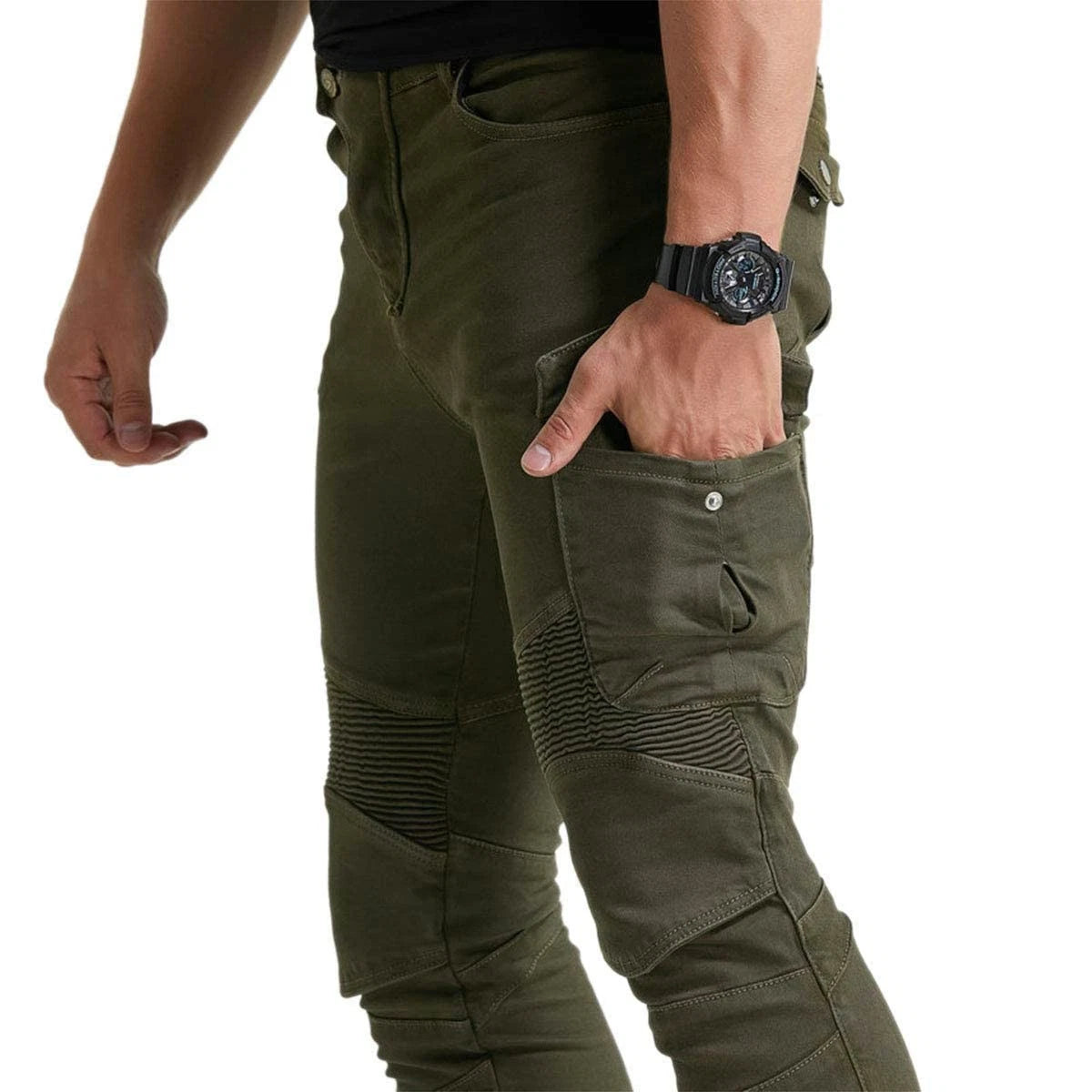 2X Durable Motorcycle Jeans with Armor Pads for Men & Women (Green, 2XL)