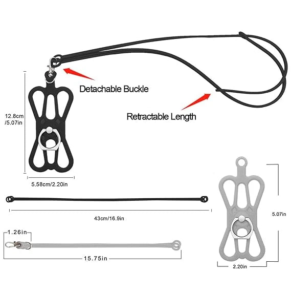 2X Silicone Cell Phone Strap Lanyard Necklace Cord Holder