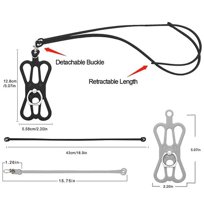 2X Silicone Cell Phone Strap Lanyard Necklace Cord Holder