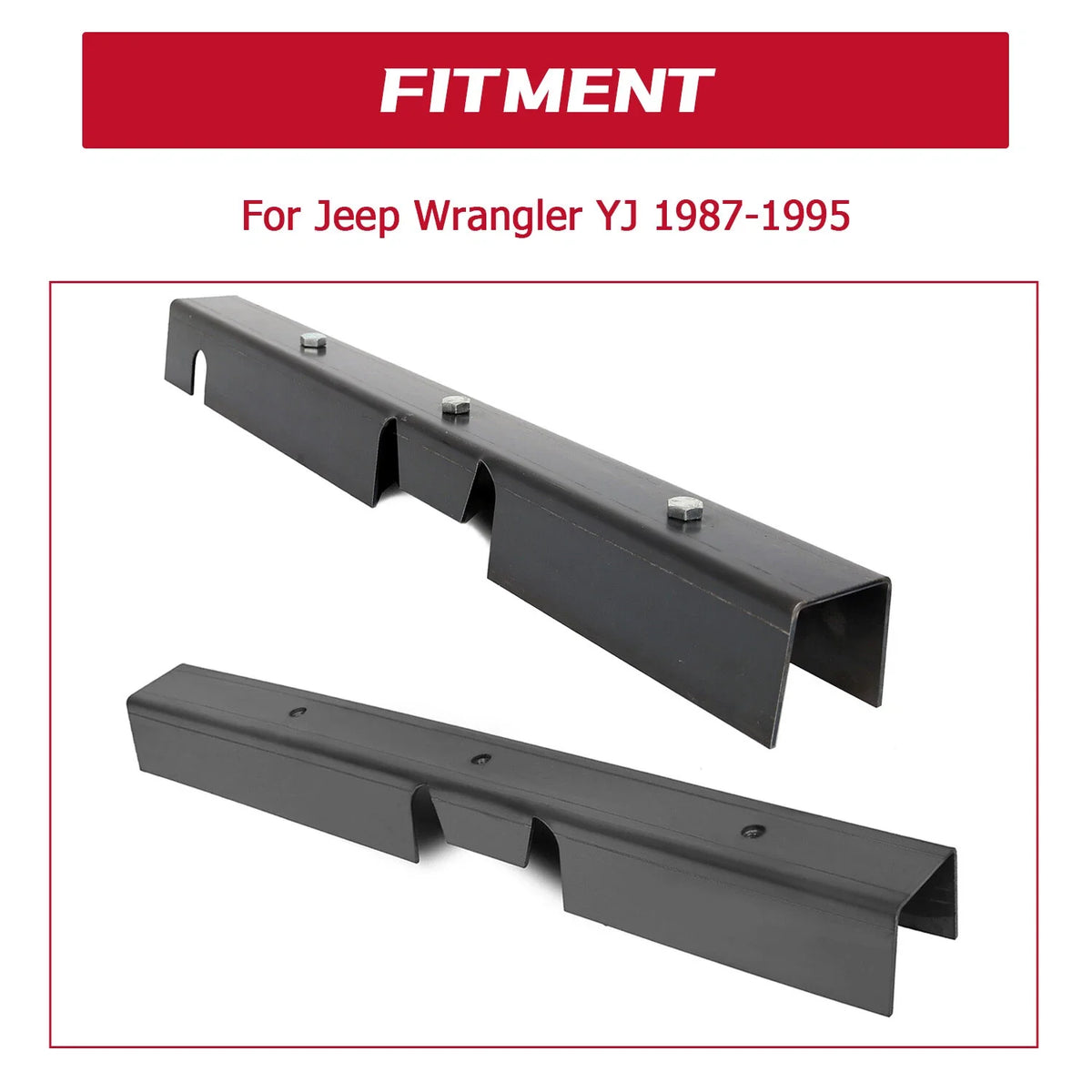 Set of 2 Center Skid Plates for Jeep Wrangler YJ (1987–1995) Rust Repair 30"