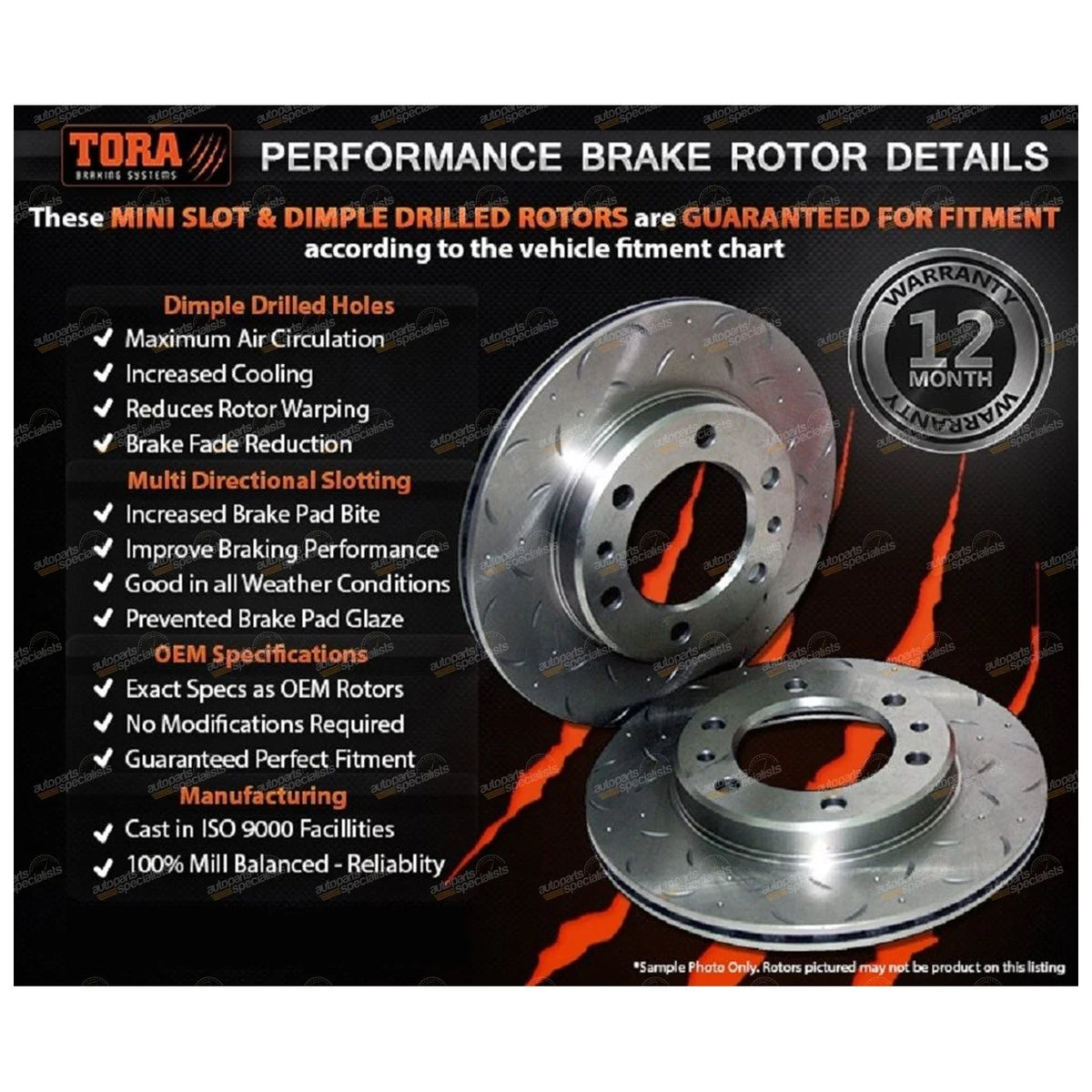 Rear Disc Brake Pads & Rotors Drilled & Slotted for Commodore (78–97)
