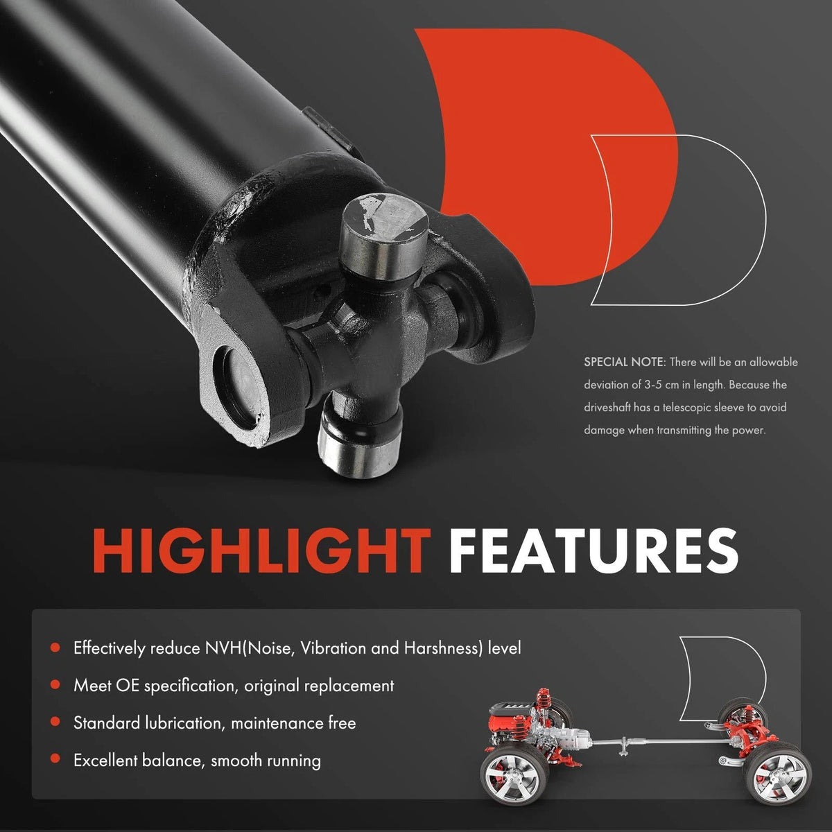 Rear Driveshaft Assembly for Chevrolet Silverado 1500 GMC (2014–2018) 23251123, 22760940, 946-306