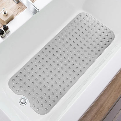 Bathtub Mats for Shower Tub, 39" x 16", Clear Grey