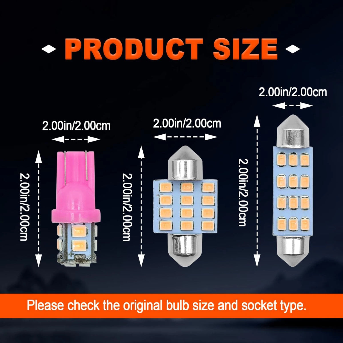24 PCS LED Dome Lights for Cars - 194 T10 DE3175 578 Purple