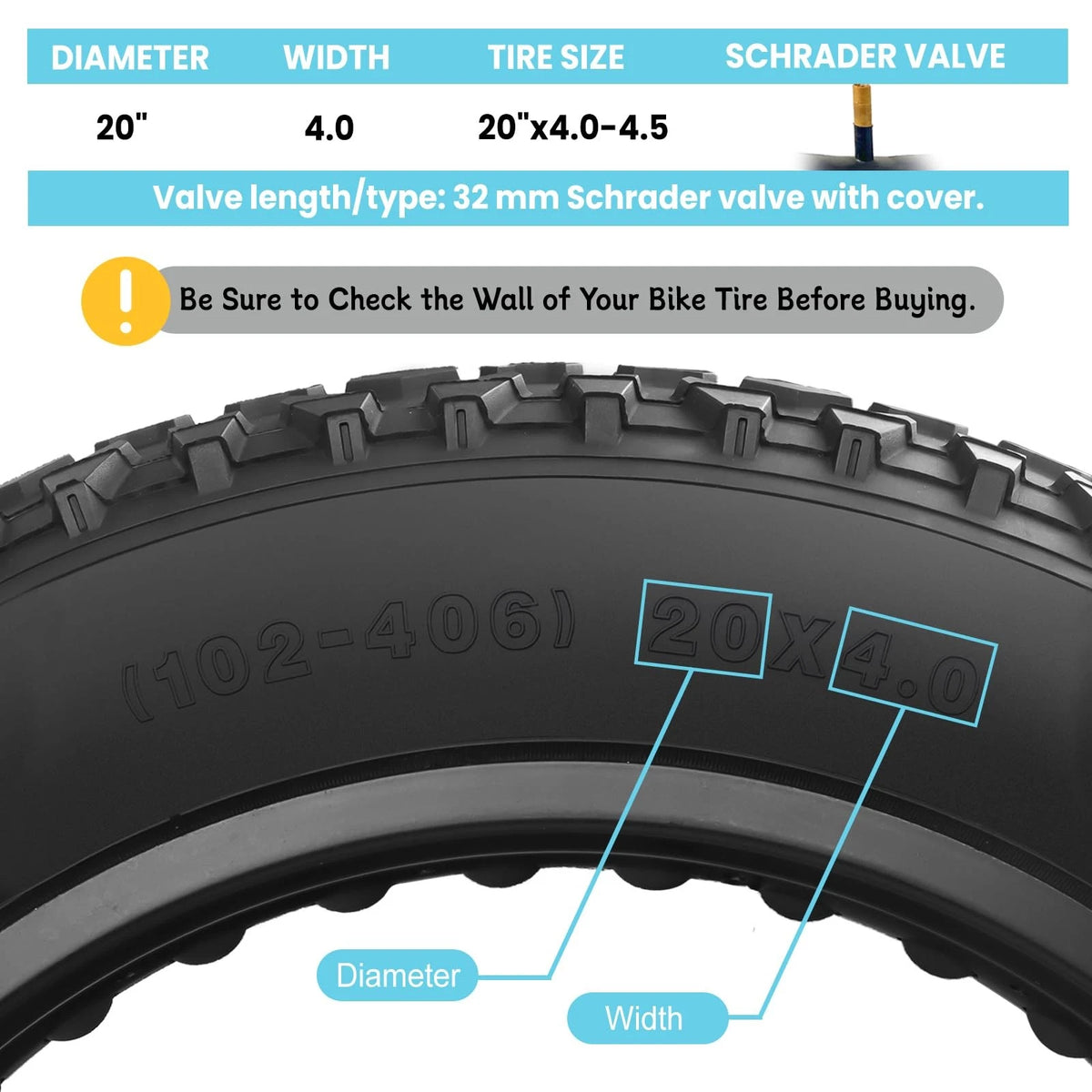2X 20x4 Fat Bike Inner Tube for Electric Tire (20x4.0)