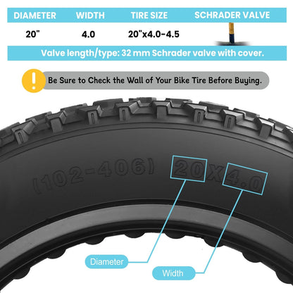 2X 20x4 Fat Bike Inner Tube for Electric Tire (20x4.0)