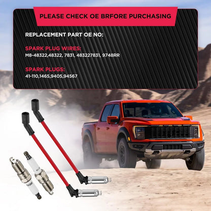 Iridium Spark Plugs & Spark Plug Wires for Compatible Vehicles (41-110, 48322)