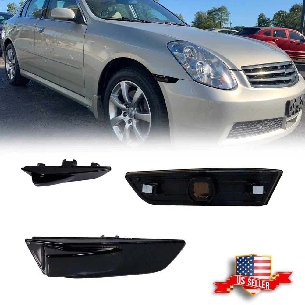 Smoked Front Bumper Side Marker Signal Lights for Infiniti G35 Coupe (2003–2007)