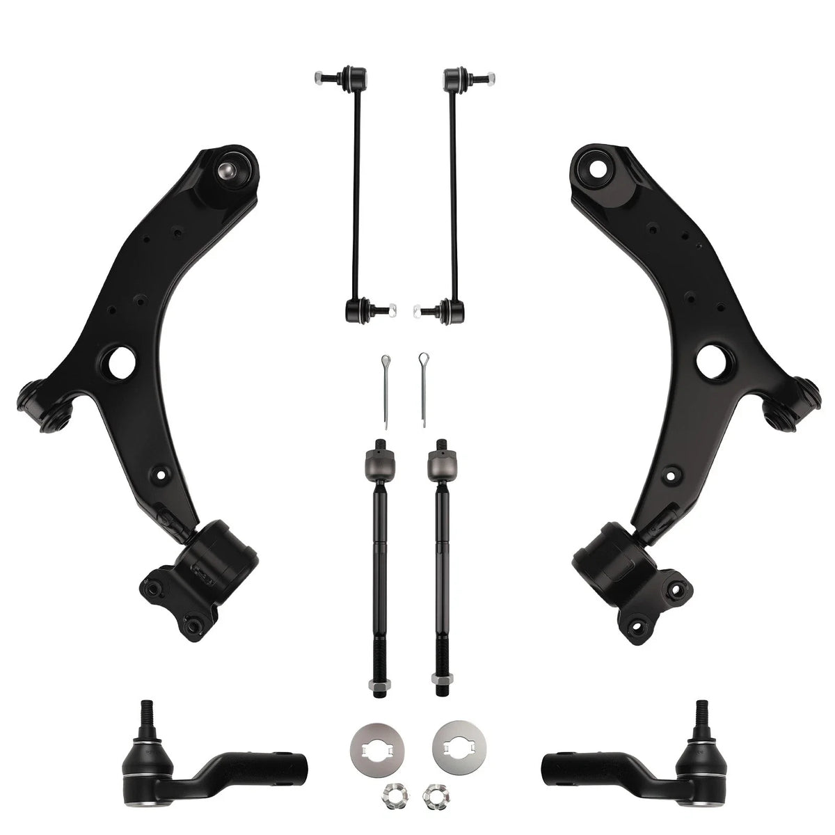 Set of 2 Front Lower Control Arms Tie Rods Sway Bars for Mazda 3 (2004–2009)