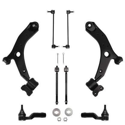 Set of 2 Front Lower Control Arms Tie Rods Sway Bars for Mazda 3 (2004–2009)