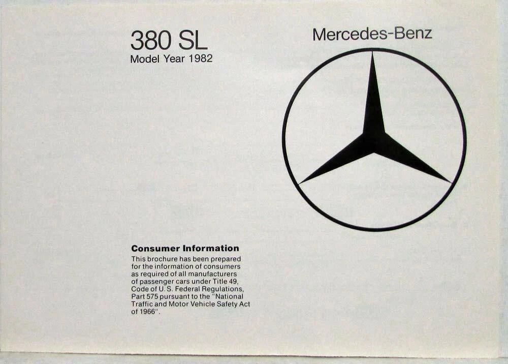 Consumer Information Brochure for Mercedes-Benz 380SL (1982)