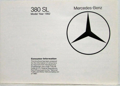 Consumer Information Brochure for Mercedes-Benz 380SL (1982)