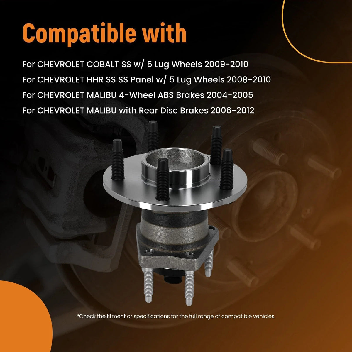 Set of 2 Rear Wheel Bearing Hub Assembly for Chevrolet HHR (2008–2010) 512285