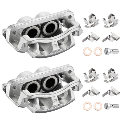 Pair Front Brake Calipers w/Brackets for Ford F-250 F-350 Super Duty (2005–2012)