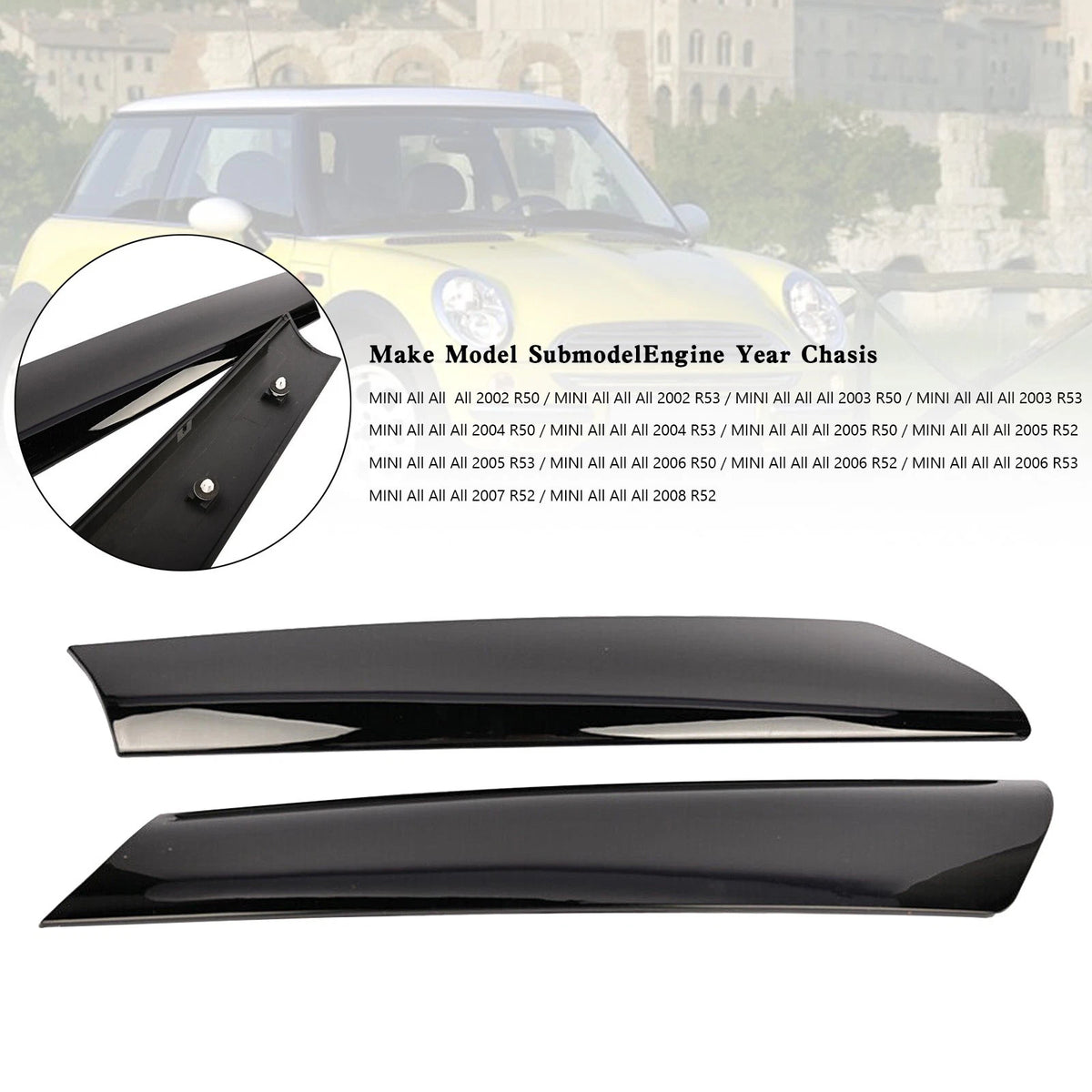 Set of 2 Windshield Post Trim for Mini Cooper R50 R52 R53 (2002–2008) 51137128157 51137128158