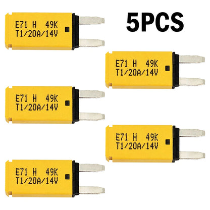 5X 20A Mini ATM Manual Reset Circuit Breaker Blade Fuse for Car Boat Truck (12V-24V)