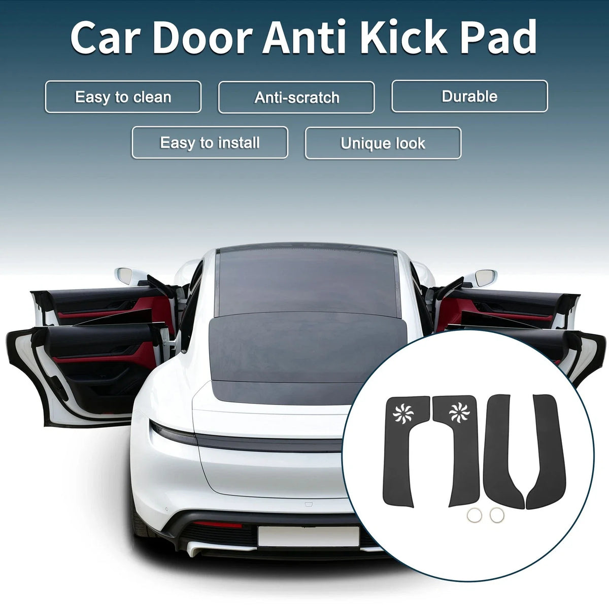 2X Car Door Anti Kick Pad Sticker Protector for Nissan NV200 (2000–2020) Black