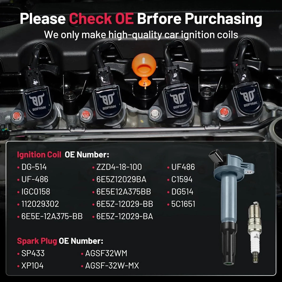 6X Ignition Coils + 6 Spark Plugs for Ford Fusion Escape 3.0L V6 (2006–2012)